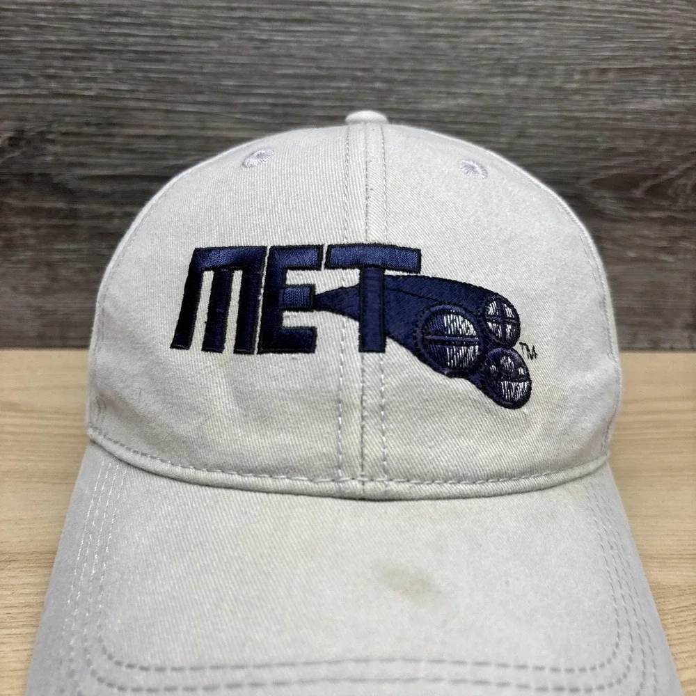MET Logo Vantage‎ Hat Cap Strap Back Mens One Size Beige Twill Baseball